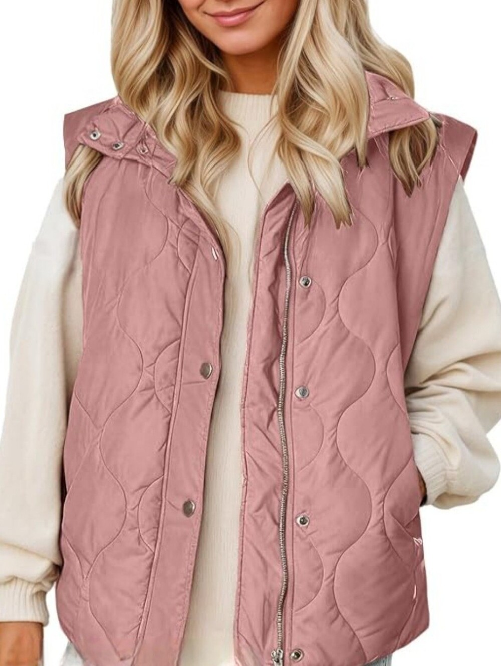 NWT Cicy Bell Pink Quilted Zip Up Vest